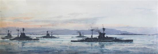 Frank Wood (Exh. 1931-38) British Naval warships at sea 13 x 39in.